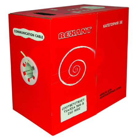 REXANT Кабель витая пара U/UTP, категория 5e, ZH нг(А)-HF, 4PR, 24AWG, внутренний, оранжевый, 305 м