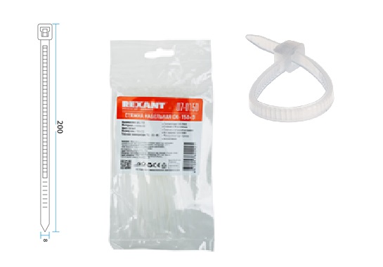 хомут-стяжка кабельная нейлоновая rexant 100 x2,5мм, белая, упаковка 100 шт. Хомут-стяжка кабельная нейлоновая REXANT 100 x2,5мм, белая, упаковка 100 шт. фото