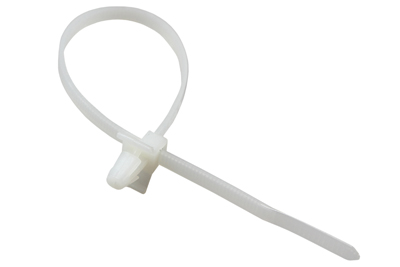 Хомут-стяжка нейлоновая с крепежным пистоном REXANT 190x4,8 мм, ø 3,2 мм, белая, упаковка 100 шт.
