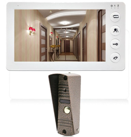 Комплект видеодомофона с вызывной панелью 7"-3 (бел/медь) Комплект видеодомофона с вызывной панелью 7"-3 (бел/медь)