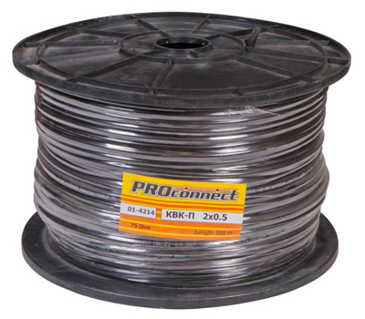 Кабель КВК-П-2 +2x0,50 мм² (Cu/Cu) черный (бухта 200 м) PROconnect фото