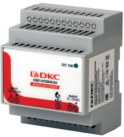 Источник питания однофазный, 72Вт, 3А, 24В (XCSD1072W024VAA) Источник питания однофазный, 72Вт, 3А, 24В (XCSD1072W024VAA)