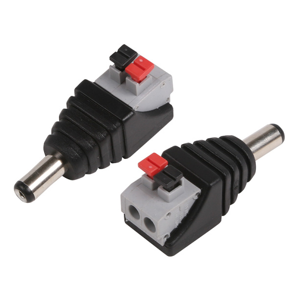 Разъем питание на кабель, штекер 2,1х5,5x10мм. с быстрозажимной колодкой, (1шт.)  REXANT фото