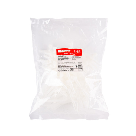 Хомут-стяжка нейлоновая с дюбелем REXANT 150x7,0 мм, ø 8,0 мм, белая, упаковка 50 шт.