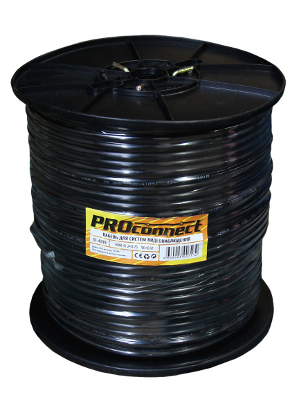 Кабель КВК-П-2 +2x0,75 мм² (Cu/CCA) (96) черный (бухта 200 м) PROconnect фото