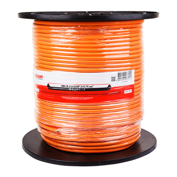 Кабель КВК-В-2+2x0,75 мм² нг(А)-HF (Cu/Cu) оранжевый ø8,0 мм (бухта 200 м) REXANT фото